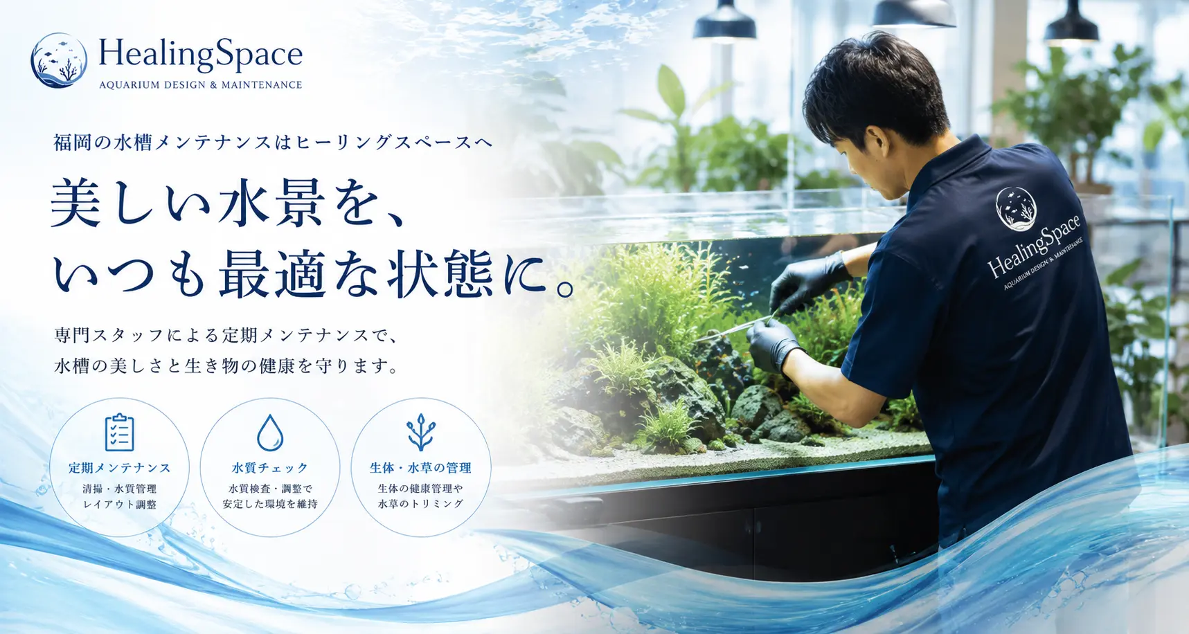 福岡の水槽メンテナンス業者|水槽リース・アクアリウム設置のHealingSpace