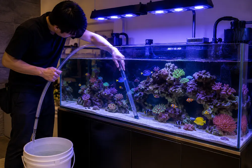 海水水槽の水換え作業を行う水槽メンテナンス業者
